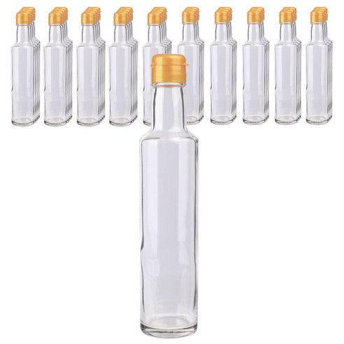 가인글로벌 원형오일250 DA 투명 유리병, 원터치캡(소) 골드, 36개, 250ml