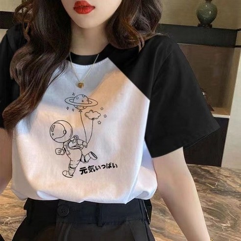 일본 패션 미키마우스 여성 여름 반팔 티셔츠 1+1