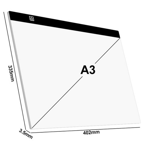 인강용태블릿 7인치 8인치 10인치 12인치 15인치 3단계 밝기 조절 LED 라이트 패드 드로잉 보드 트레이싱, 한개옵션1, 09 A3 Black