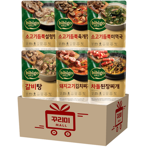 [꾸리미] 프리미엄 국 탕 찌개 6종 (소고기듬뿍육개장 소고기듬뿍설렁탕 소고기듬뿍미역국 갈비탕 돼지고기김치찌개 차돌된장찌개), 1세트, 400g