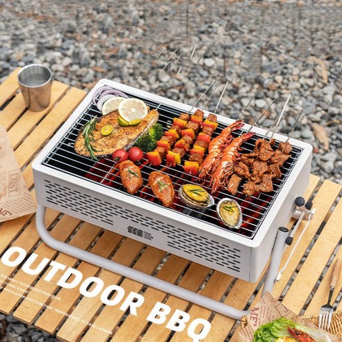 캠핑바베큐그릴 접이식 숯불그릴 야외 휴대용 바베큐그릴, 1개