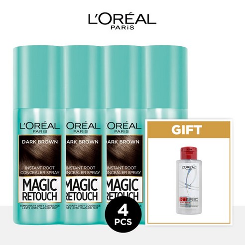 매직리터치 새치 스프레이 75ml 2+2+본드리페어 샴푸 100ml, [0002]다크브라운 4개