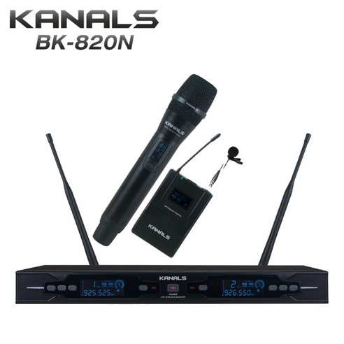 BK-820N 카날스 900Mhz 2채널 무선마이크 32채널 미세한음색조절, 02.핸드+헤드셋마이크