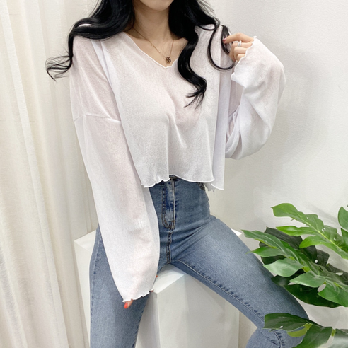 스트릿제이 날라리 크롭 오프 시스루 긴팔 티셔츠: 여름 스타일을 더욱 멋지게 돋보이게 만드는 세련된 아이템