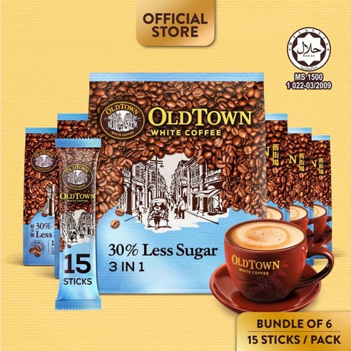 올드타운커피 레스슈가 OLDTOWN Instant Premix White Coffee LESS SUGAR 15 Sticks, 1개, 15개입, 35g 맥심화이트골드 Best Top5