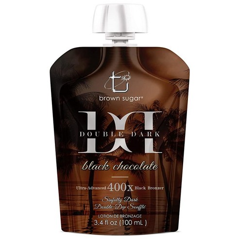 Brown Sugar 울트라 어드밴스드 400X 더블 다크 블랙 초콜릿 브론저 96.4g 3.4온스 실내 태닝 로션 휴대용 여행용 파우치, 1개