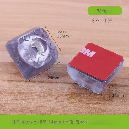 ZZJJC 투명고무실리콘 소파 책걸상 징발매트 미끄럼방지 쿠션 소음방지 테이프 나사, 투명 24방 14고자점(2개)