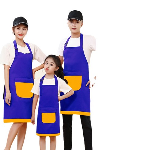 ANKRIC 호텔 웨이터 앞치마 방유 및 방오 합성 고삐 목 싱글 포켓 앞치마 원피스앞치마, 푸른