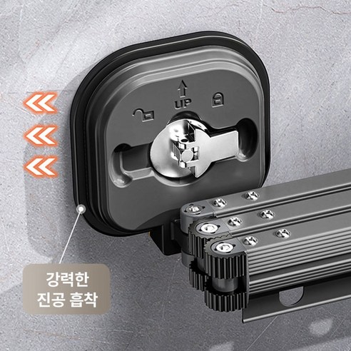 홈제네 튼튼한 흡착식 베란다 제트 빨래 건조대, 블랙