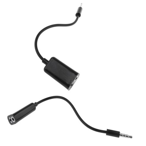 2pc 3.5mm 오디오 분배기 어댑터 스마트 폰 태블릿 노트북 용 스피커 및 헤드폰 용 스테레오 오디오 분배기 케이블, 블랙, 설명, 플라스틱