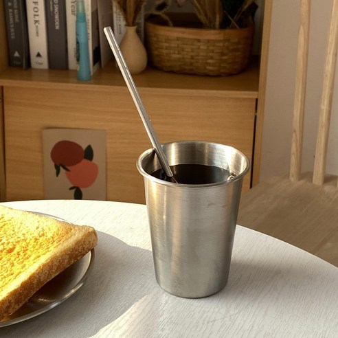 DFMEI 스테인레스 스틸 커피 컵 밀짚 세트가있는 가을 방지 고가 라떼 음료 컵 마시는 컵, DFMEI 350ML [+ 스테인리스 스틸]