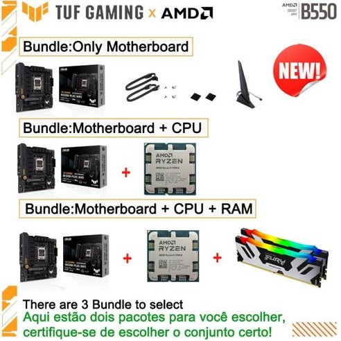 Ryzen 키트 R9 7950X AM5 프로세서 Asus TUF GAMING B650M-PLUS 와이파이 DDR5 마더보드 콤보 am5 7000 시, 03 마더 보드 + CPU + RAM