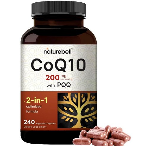 네이처벨 PQQ 코큐텐 200mg 240정, CoQ10 200mg, PQQ 채소 포함, 1개