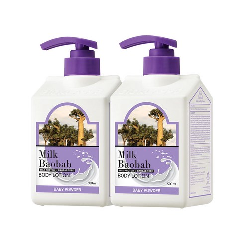 밀크바오밥 바디로션 베이비파우더향, 500ml, 2개
