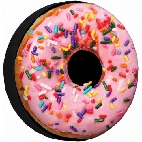 17인치 도넛 스페어 타이어 커버 핑크 푸드 디저트 내후성 유니버설 휠 프로텍터. 캠핑카, 트레일러, RV 여행용, 지오메트릭 그래픽.