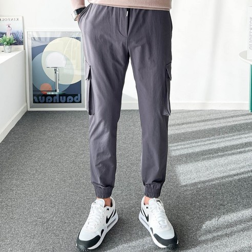 편안함과 스타일을 결합한 빅 사이즈 남자 나일론 조거 바지