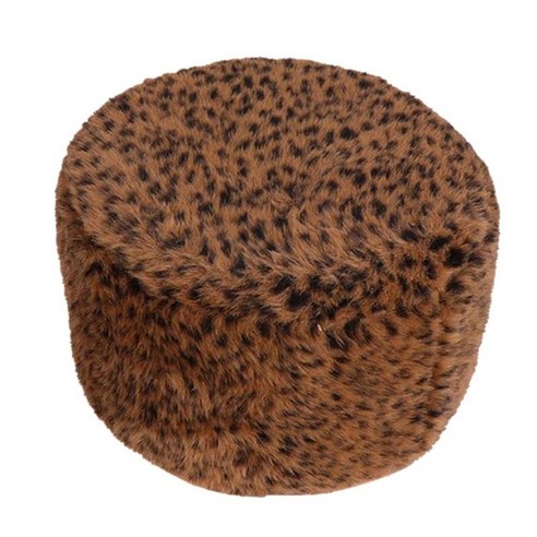 라운드 오스만 발판 스툴 슬립 커버 살이 포동 포동하게 찐 패딩 푸프 모피 커버, Imitiate Leopard - 28cm, 설명