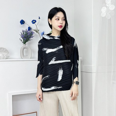 마담플리츠 엘리자 플리츠 티셔츠 주름옷 주름티셔츠 블라우스 7부 소매