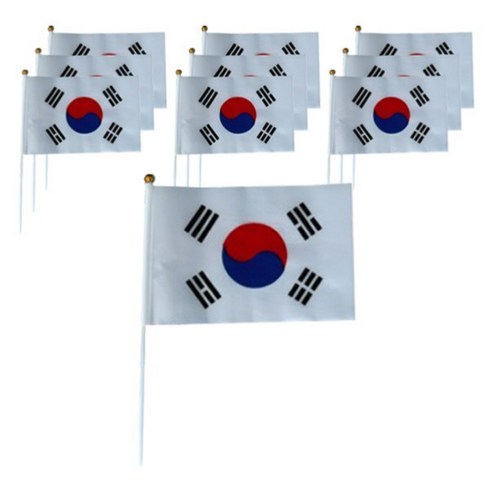 태극기 미니 천수기, 화이트, 10개