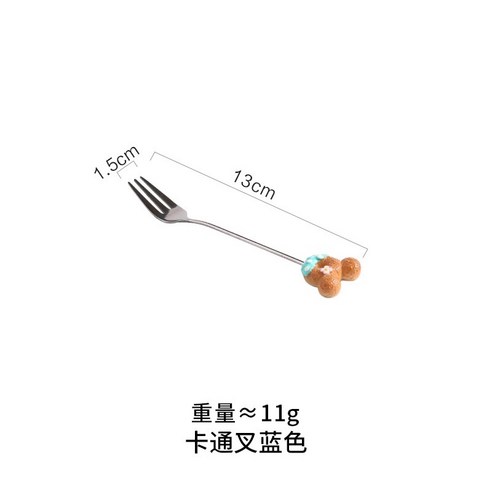 귀엽다 도넛 스테인리스 스푼 포크 커피 믹서 스푼 인스타그램 만화 스테인리스 과일 포크 소녀심 식기, 미키 포크