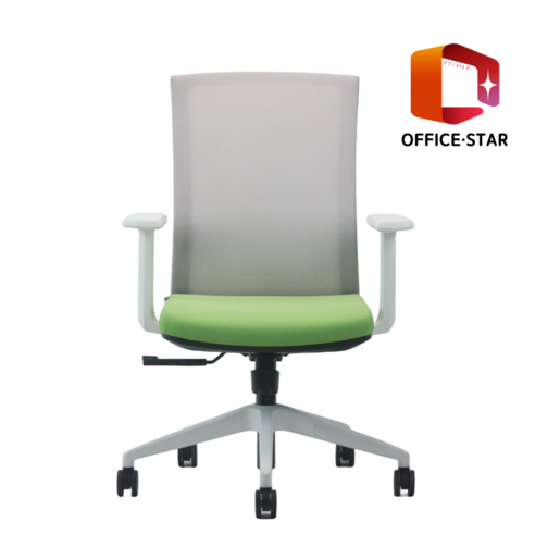 일본정품브랜드 OFFICE . STAR ENE-X 사무용 의자 회의실용 학생용 컴퓨터 메쉬 체어, 흰색 + 회색 + 초록색