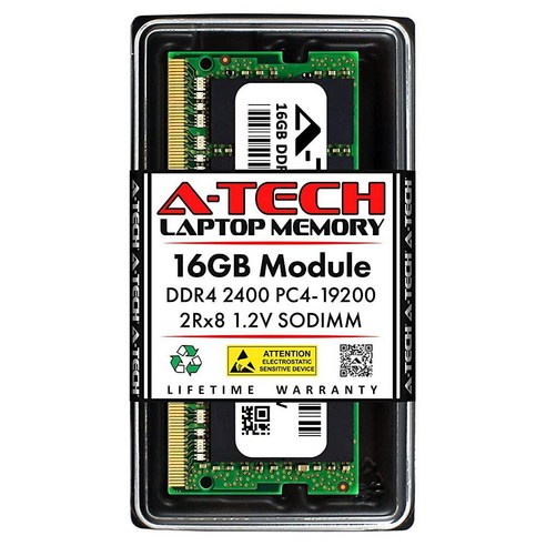 A-Tech 16GB RAM 교체용 Crucial CT16G4SFD824A | DDR4 2400MHz PC4-19200 2Rx8 1.2V SODIMM 260핀 메모리 모듈, 32GB Kit (2 x 16GB) 4416461455