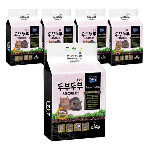 테비 두부두부 스폐셜에디션 진공 고양이두부모래, 복숭아, 5개, 7L