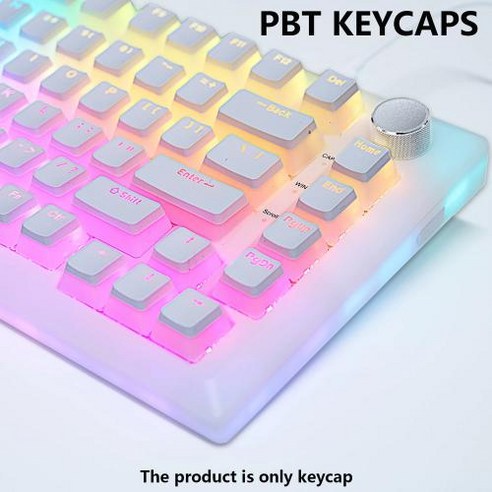 PBT 푸딩 키캡 기계식 키보드 키트용 OEM 프로필 Mx 스위치 RGB 백라이트 87 104 게이머 129 키, White No Pack box, 없음