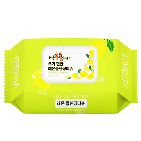 예리나 레몬 클렌징 티슈 408g, 80매입, 5개