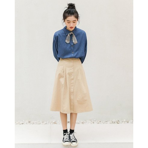 DFMEI 봄과 가을 새로운 한국어 스타일 다목적 데님 셔츠 여성용 느슨한 긴 소매 신선한 세련된 코트