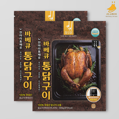 오케이덕 바베큐 통닭 구이 훈제 치킨 통한마리 600g - 훈제닭 | 쿠팡