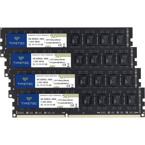 Timetec 32GB 키트4x8GB DDR3LDDR3 1600MHzDDR3L1600 PC3L12800PC312800 비 ECC 버퍼링되지 않은 1.35V1.5V CL11 2Rx8, 32GB 키트(4x8GB)