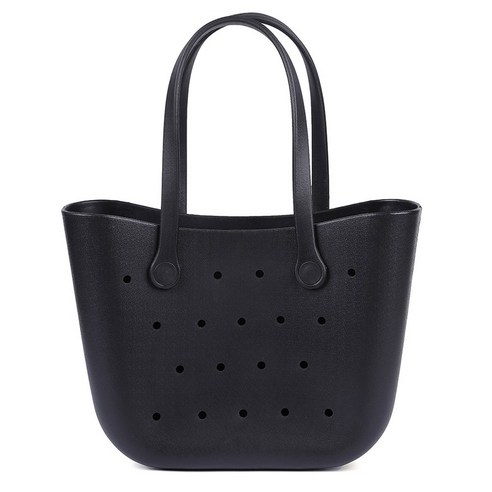 솔리드 컬러 비치 가방 새로운 패션 디자인 핸드백 EVA 휴일 캐주얼 해변 토트 백 구멍 가방 (블랙)