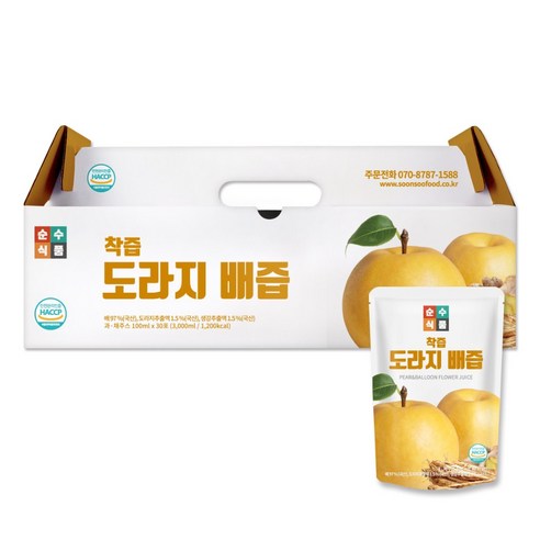 순수식품 도라지 배즙, 100ml, 30개