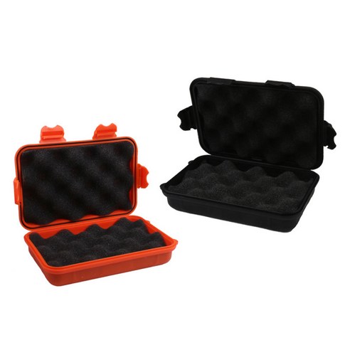 야외 방수 및 방진 보관함 2종 세트 밀폐형 컨테이너 박스 (주황색/검정색), 165x105x55mm, 플라스틱, 오렌지 블랙