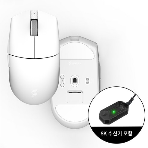 SPM GM10A 유무선 블루투스 초경량 게이밍 마우스, 화이트(8K수신기 포함패키지)
