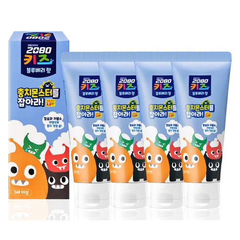 2080 키즈몬스터 치약, 80g, 4개 - 유아치약 | 쿠팡