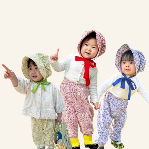디어딜리 아기 고쟁이 바지 몸빼 유아 남아 여아 냉장고바지 여름 조거 긴바지 농장모자 아기랑커플룩 등원룩
