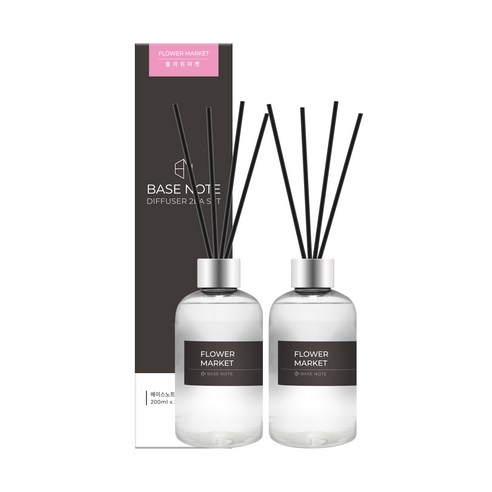 베이스노트 홈 디퓨저, 플라워마켓, 200ml, 2개