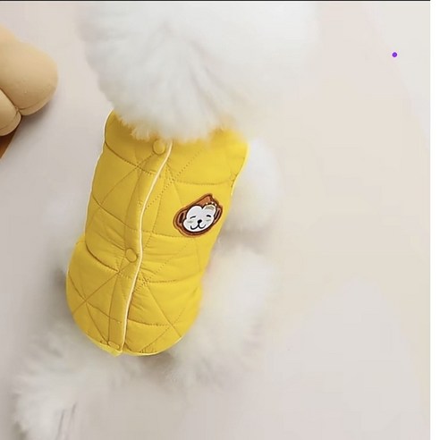 코코스튜디오 고양이 강아지옷 몽키 경량 패딩 조끼, 코코 몽키 경량 패딩조끼/옐로우