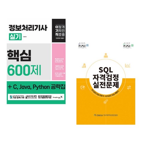 2025 이기적 정보처리기사 실기 핵심 600제 + C Java Python 공략집 + SQL 자격검정 실전문제 (전2권), 영진닷컴 정보처리기사실기책