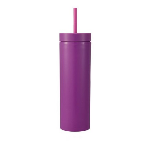 16oz 더블 AS 플라스틱 스트레이트 컵 다색 스크럽 음료 물컵, 진자색 W, 501-600ml