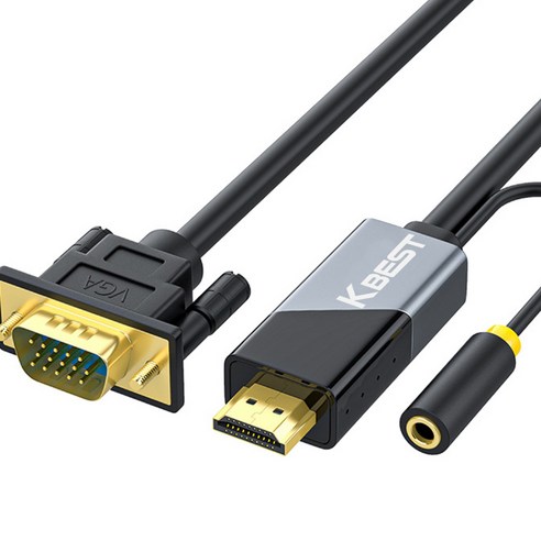 케이베스트 오디오지원 HDMI TO VGA 케이블, 10m, 1개