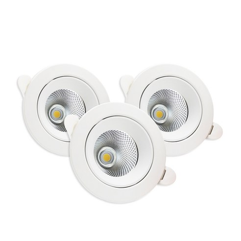 라인라이팅 LED 샤인 COB 3인치 다운라이트 8w 플리커프리, 3개, 주백색(아이보리빛)