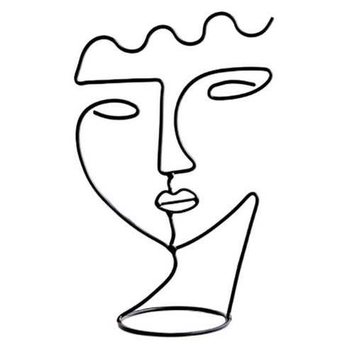 금속 추상 얼굴 개요 조각 한 줄 철 예술 그림 미니멀리스트 여성 머리 동상 홈 테이블 모자 홀더 s 스탠드, 페이스 S