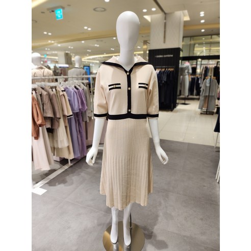 올리브데올리브 카라 라인 배색 니트 원피스YK3Mo313(1687777)