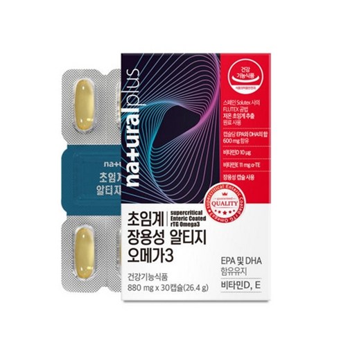 초임계 장용성 알티지 오메가3 30캡슐 어취 비린내 최소화 Flutex공법 오메가 3 Enteric Coated rTG Omega 3, 12개, 30정, 30정