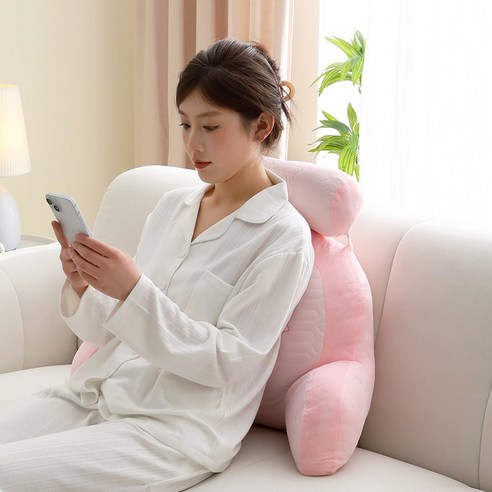 편안한42 라텍스 허리 등받이쿠션 침대헤드쿠션 쇼파등받이 의자등받이, 핑크