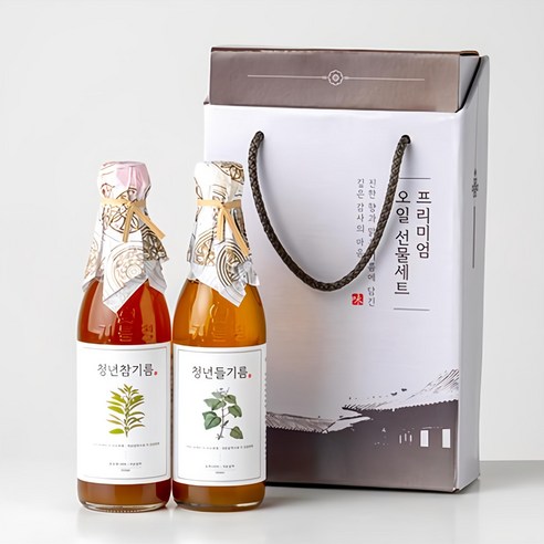 전라도청년 저온압착 청년 참기름350ml+들기름350ml 세트 선물세트 - 참기름 | 쿠팡