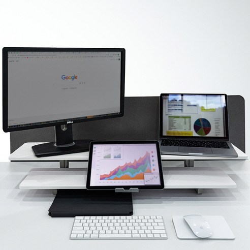 듀얼 사무실 모니터 받침대 스탠드 높은 2단 와이드 32인치 27인치, 듀얼모니터 받침대(화이트), 01.받침대_화이트852238, 1개